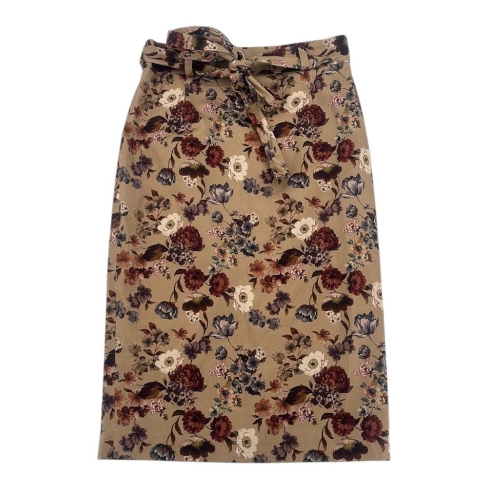 Antonio Melani Floral Tie Waist Midi Skirt NWT Size 4
